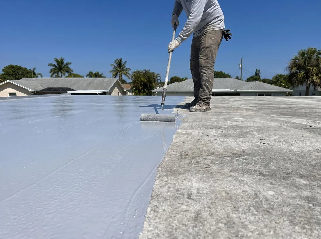 Elastomeric roof coating application